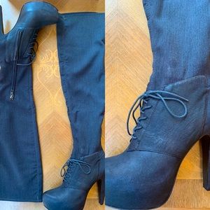 Elizabeth & James E-Blend Gray Leather Boots